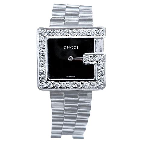 gucci black face diamond watch|gucci watch black diamond bezel.